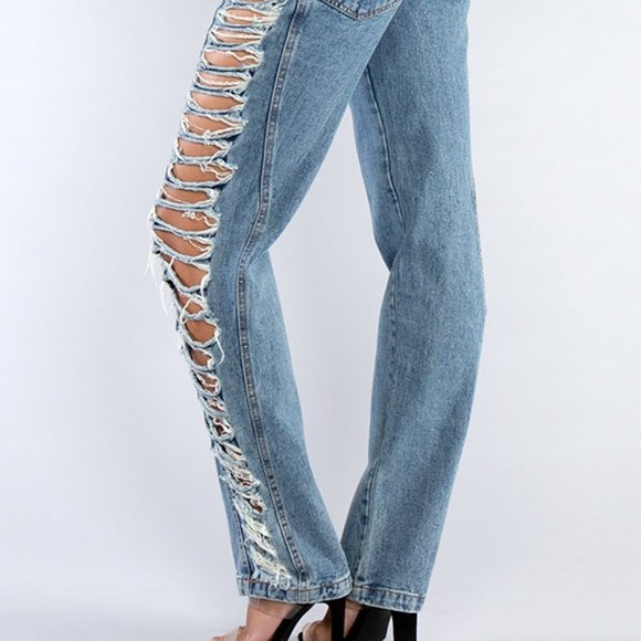 Distressed Ripped Demin Jeans - Picture 9 of 16